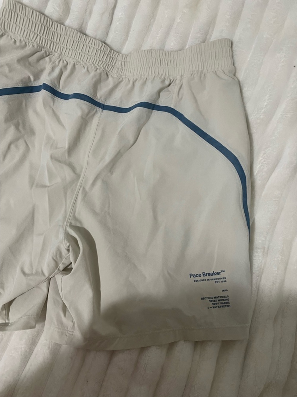 Lululemon Pace Breaker™ White Athletic Shorts with Blue Trim - Picture 14 of 15